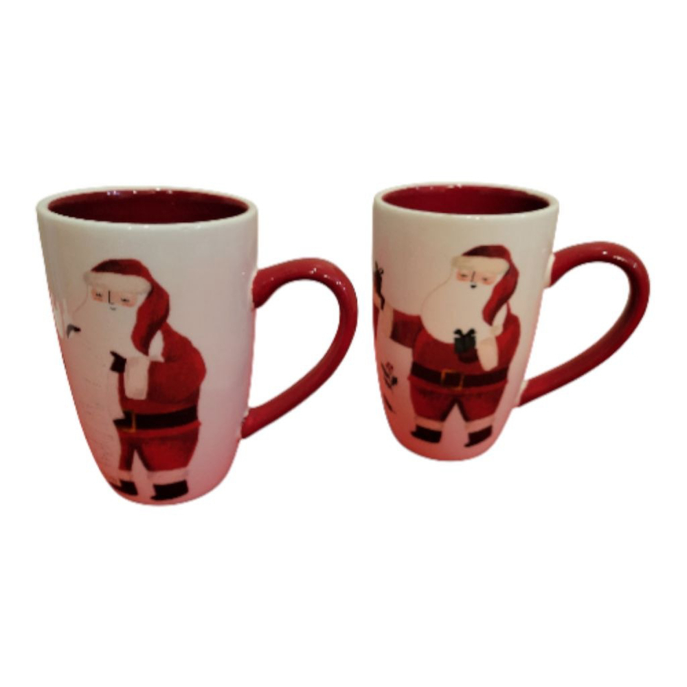 Holiday Home Santa Claus Mugs Duo, Red Interior